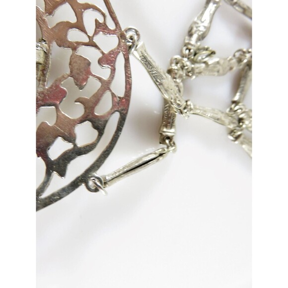 Egyptian Revival Silver Nefertiti Pendant Sarcophagus Necklace Large 3.5" Repair - Picture 12 of 16